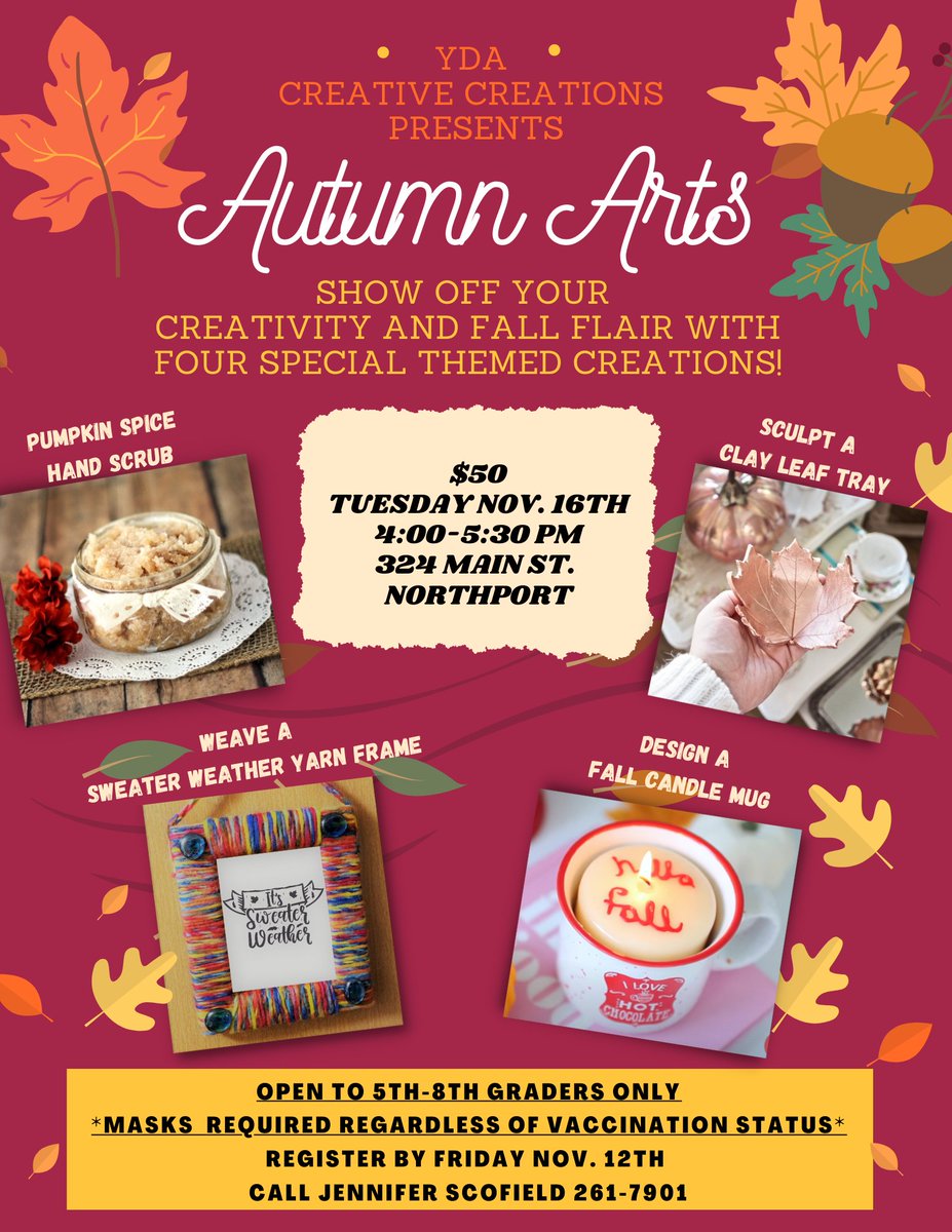YDA_Outreach's tweet photo. Fall is here and so is FUN at the YDA @nensuper62 @Elwood_Super @HarborfieldsCSD https://t.co/VQ4IgyGPlv