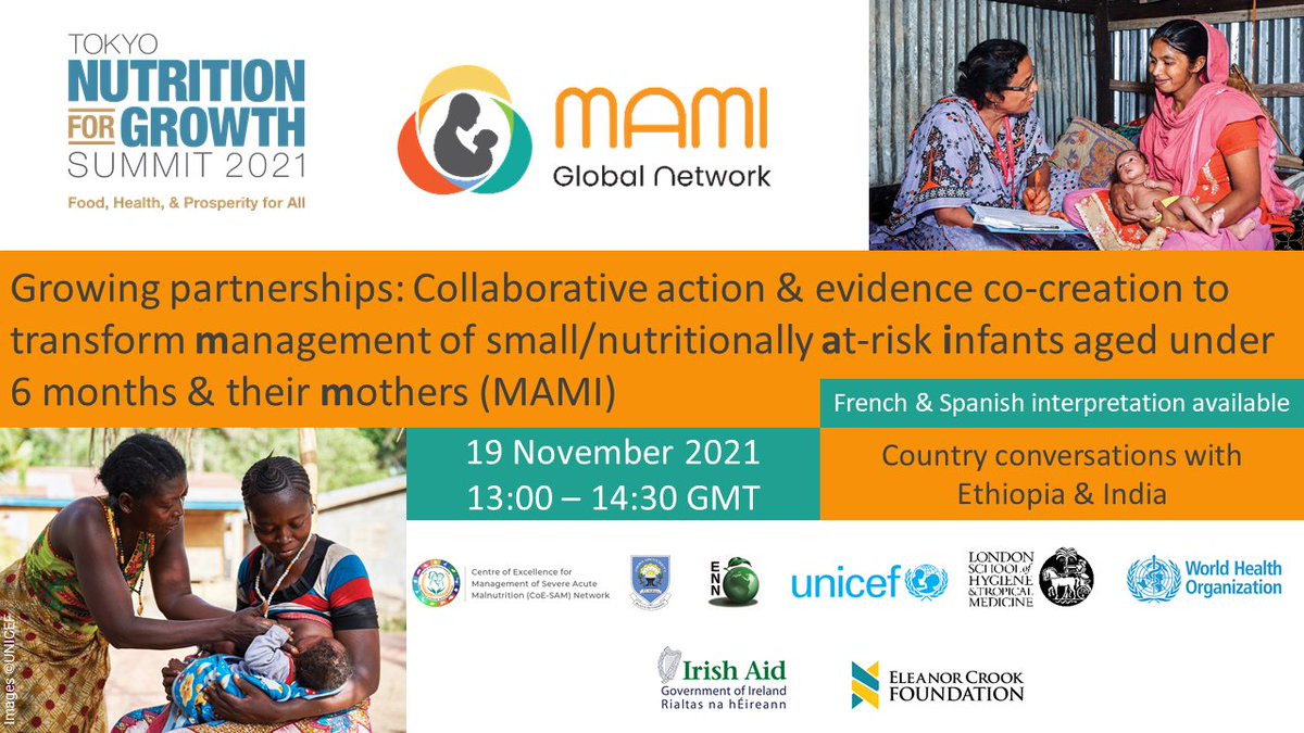 REGISTER NOW! #N4GSummit2021 side-event on co-creation of evidence to transform care of small and nutritionally at-risk infants&lt;6m &amp; their mothers (MAMI)
<a href="/MAMIGlobalNet/">MAMI Global Network</a> <a href="/LSHTM/">London School of Hygiene & Tropical Medicine</a> <a href="/ENNOnline/">Emergency Nutrition Network</a> <a href="/JimmaUniv/">Jimma University</a> <a href="/NKsch/">NNRRTC_KSCH</a> <a href="/UNICEF/">UNICEF</a> <a href="/WHO/">World Health Organization (WHO)</a> 
          
🗓️Nov 19
⏰1300-1430GMT
➡️bit.ly/3mAWPQS