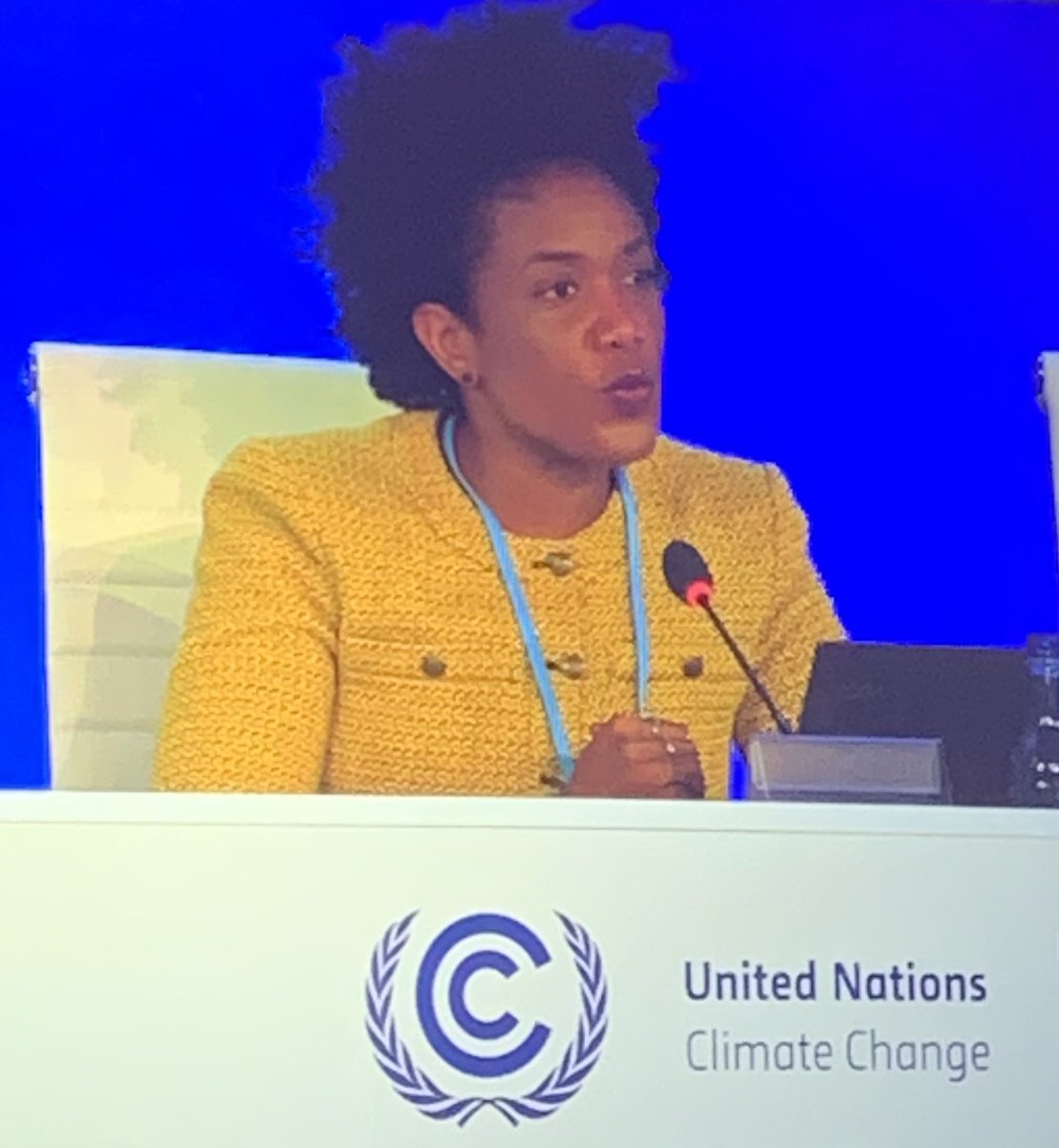 Brilliant speech on #ClimateFinance from Barbados Minister for Economy at #COP26 describes bridge destroyed &amp; rebuilt 3 times in worsening storms, each time with new debt. Strong proposals re grants, SDRs,0% development loans &amp; inclusion of disaster clauses in finance instruments