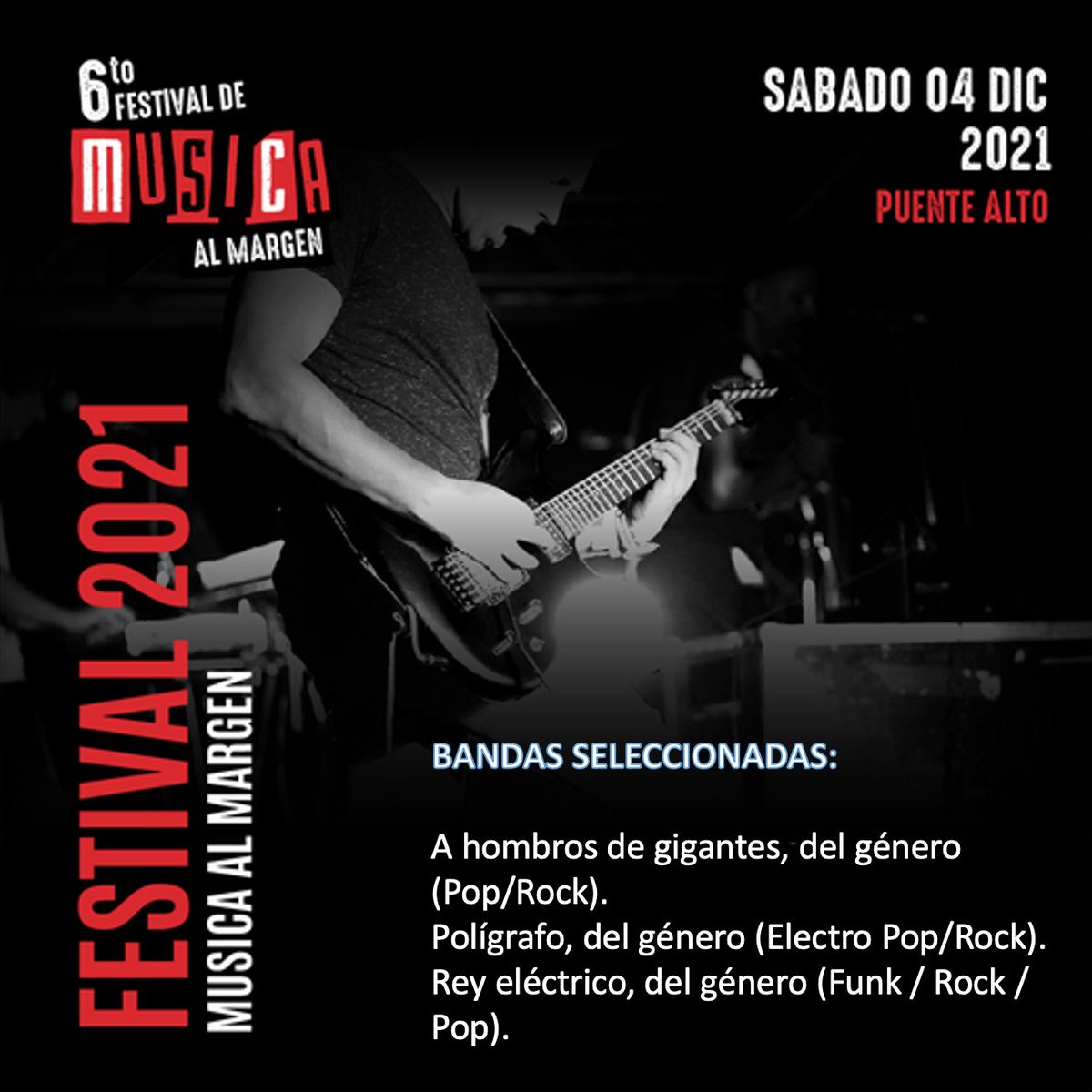 musicalmargen's tweet photo. BANDAS SELECCIONADAS del 6º Festival de Música al Margen 2021.  #festivalmusicalmargen #seleccion #bandasseleccionadas #bandasemergentes https://t.co/PukUcyTSzr