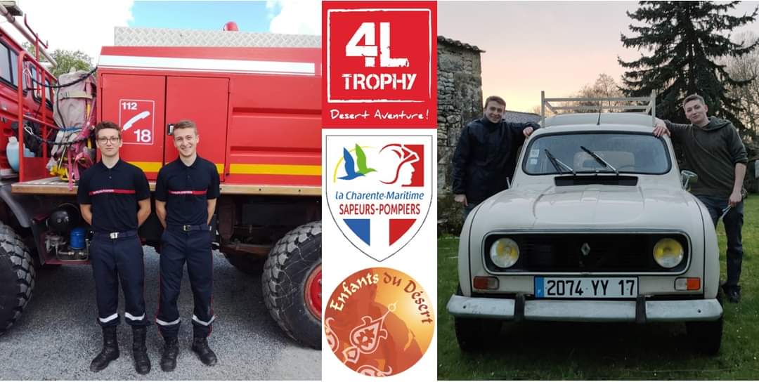 Soutenez un équipage de sapeurs-pompiers (#SaintPorchaire) pour leur participation à la 25ème édition du 4L trophy en février 2022. Cet événement est un raid humanitaire.
Lien vers notre cagnotte en ligne : 
helloasso.com/associations/l…