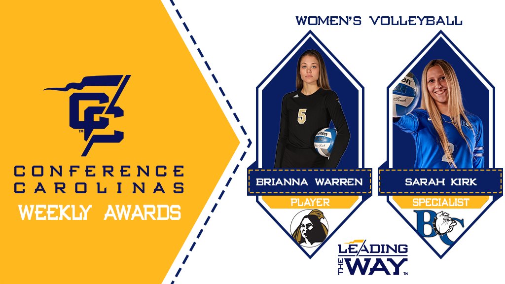 ConfCarolinas's tweet photo. The penultimate Conference Carolinas women's 🏐 Players of the Week are...

Offensive: Brianna Warren, @UNCP_Sports
Specialist: Sarah Kirk, @BartonAthletics

Read about their weeks ⤵️

🔗: https://t.co/CzQlQA5n8L
#LeadingTheWay https://t.co/zFNbVrubqb
