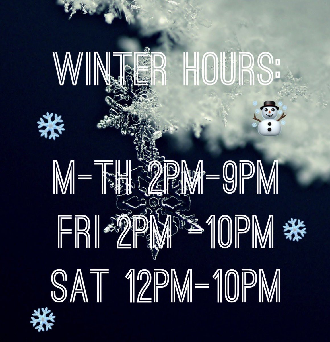 SimonsSaysDip's tweet photo. Winter Hours start today https://t.co/tVxw19adUK