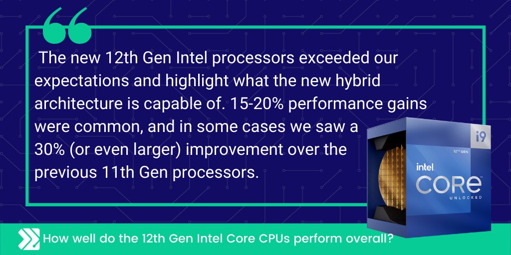 PugetSystems's tweet image. Overall, the #12thGenIntelCore CPUs are terrific across the board, providing a large performance boost over the previous generation, and in almost every single case, handily out-performed the @AMDRyzen 5000 series.
