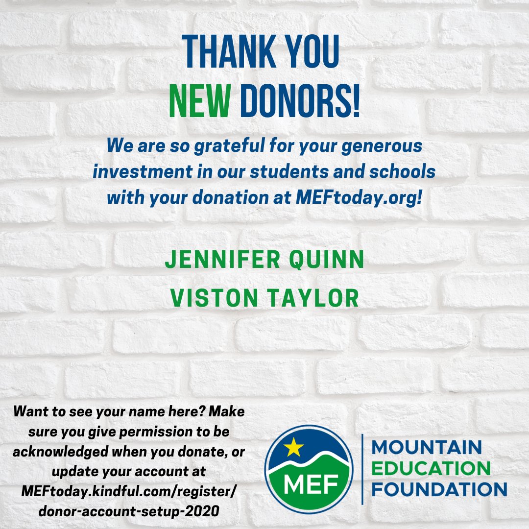 MtnEdFoundation's tweet photo. We LOVE NEW DONORS!!! THANK YOU for investing in our children with your donation at https://t.co/hAQ9JdBIoe! #SignalSOARS with your support!
We only share names with permission... and we so appreciate ALL our donors, named or not!
#MEFtribe #SignalTHANKS https://t.co/aMSsMCKhg1