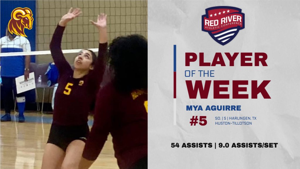 RRACsports's tweet photo. Mya Aguirre of @htathleticsrams was named RRAC volleyball setter of the week for Nov. 1-7. https://t.co/Zh3u6iUdkz