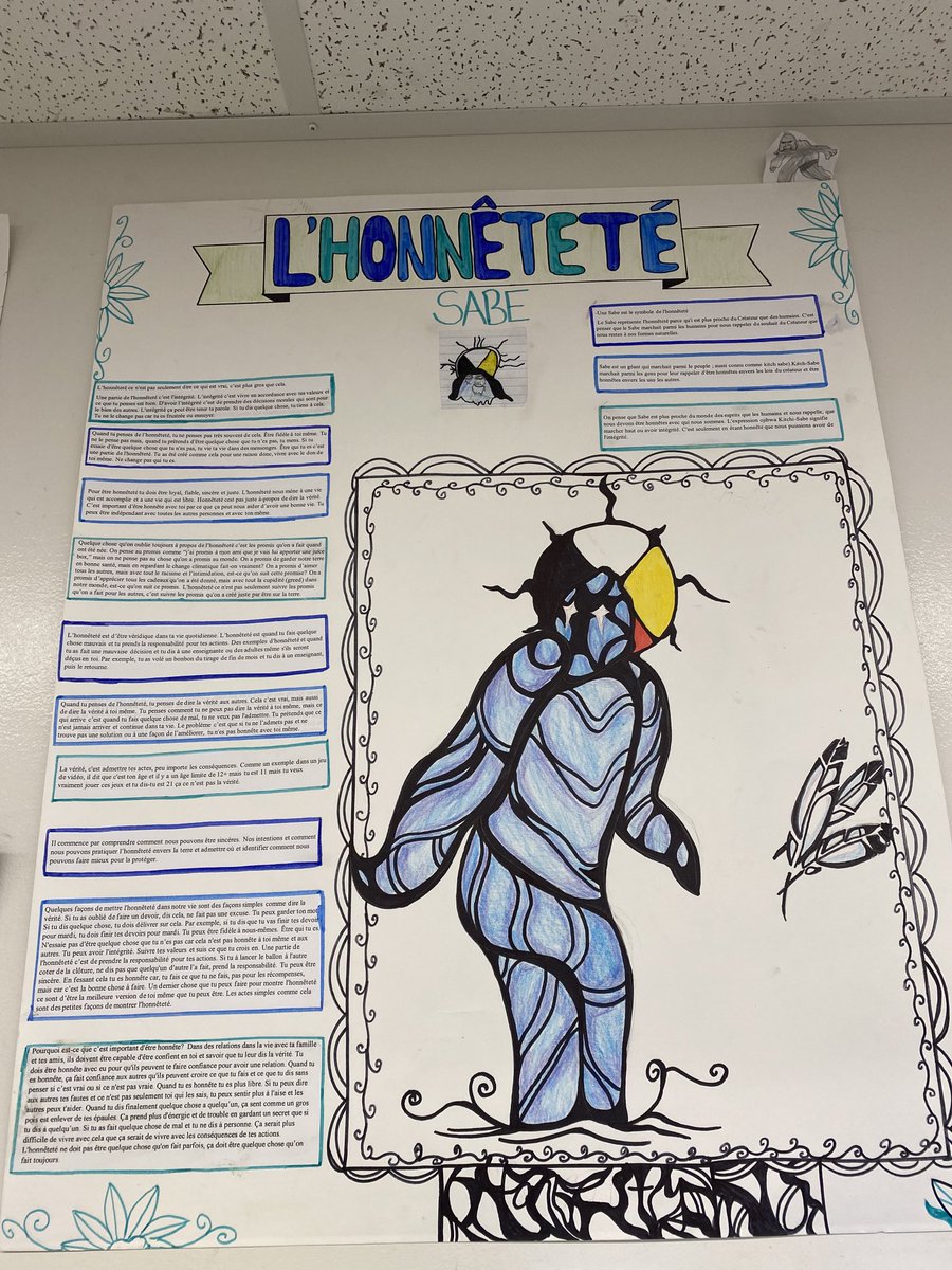 GriffonsRCSD's tweet photo. Le travail des 8e années de Mme Dornstauder qui cherchent à mettre en action les Sept enseignements sacrés. ⁦@RCSD_No81⁩ https://t.co/KedWNJpfjw