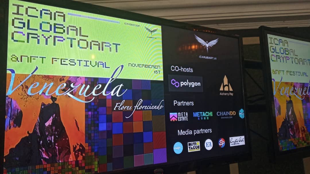 NFTLatinAmerica's tweet photo. ICAA Global NFT Festival
South America's 1st NFT Exhibition in progress!
#Fanmade #Earlyversion
#Metaverse #NFTCommunity #NFTcollector
@0xPolygon
@AlchemyPay
@metaestate_com
@icarusart_ai
@METACHI_NFT
@cn_ipfs
@ChainDDGlobal
@orejazz https://t.co/vzjxf20kof