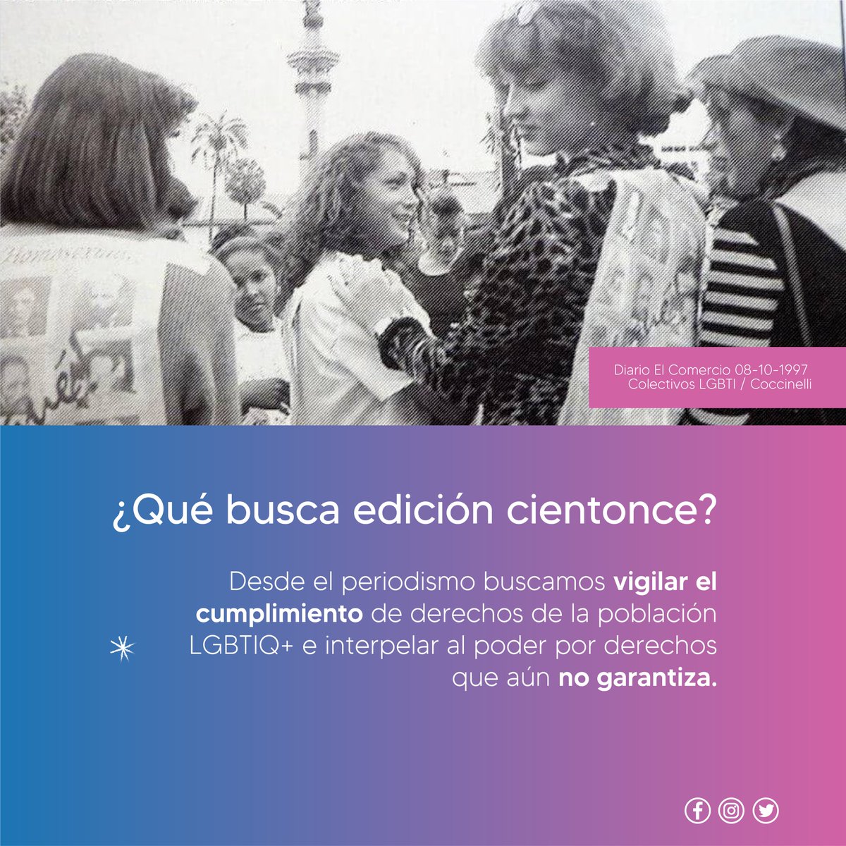 EdCientonce's tweet photo. Periodismo para la diversidad 🏳️‍🌈
Edición Cientonce nace para abordar con profundidad y rigurosidad las realidades de la población LGBTIQ+ con un enfoque en derechos. Pronto tendremos sitio web. ¡Bienvenidxs! https://t.co/YWENRgXNLm