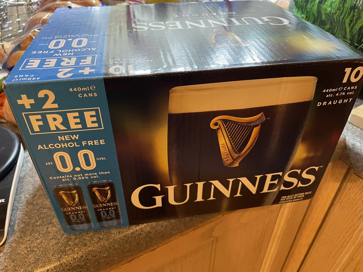 sirnicksullivan's tweet photo. @GuinnessGB - please can you consider making you packaging a little clearer! I’m currently not drinking alcohol so thought I’d bought 10+2 0% @GuinnessGB - not a happy bunny! @Tesco - bet I’m not the only one! https://t.co/29ZLhyaiZR