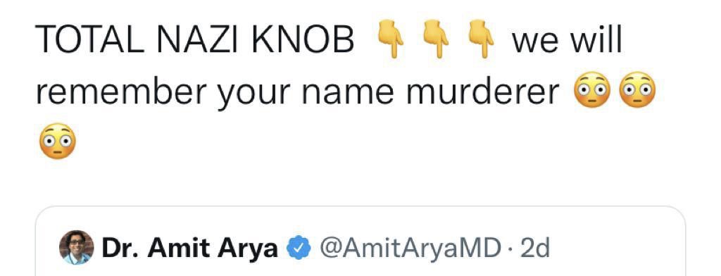 AmitAryaMD's tweet photo. When the pandemic started, I never imagined that health workers like myself would not only have to face a deadly virus, but would also face constant threats & insults from anti-vaxxers who get more support from politicians than health workers do.
But here we are. https://t.co/7Ipq8IqTEa