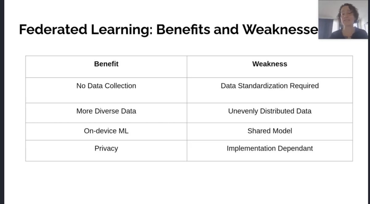 sfedov's tweet photo. How to distribute machine learning across the edge for better scalability, performance and privacy with Federated Learning. It can work, but has its own risks and disadvantages. By @kjam @QCon https://t.co/omc2vaUYv9