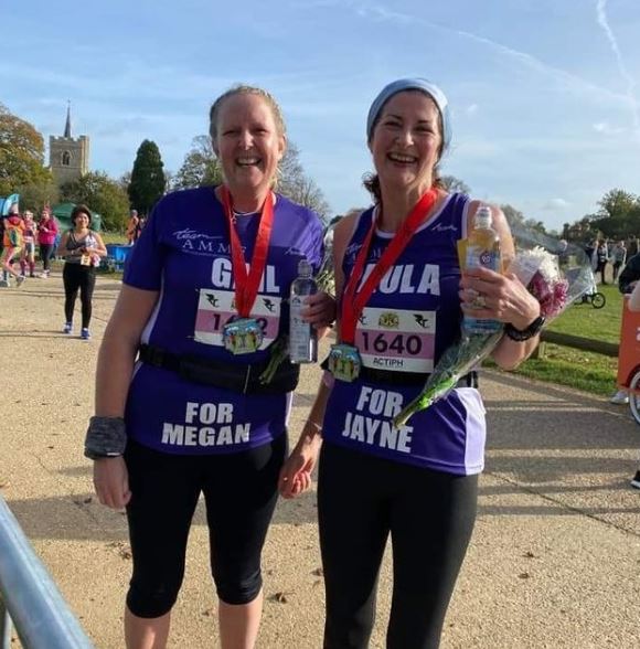 CharityAMMF's tweet photo. Thank you to Gail and Paula for their amazing Hertfordshire Half Marathon on Sunday to help raise funds for AMMF!💜
#cholangiocarcinoma https://t.co/6RVq8X2lC2