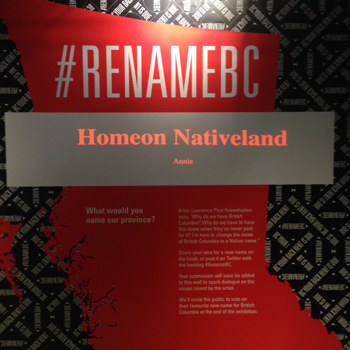 Lidsville's tweet photo. @UskiVal @Jacquie90168977 The whole BC name is satire-level colonial. And even if we renamed it, it would just be lipstick on a stifling little colony with a colonial mentality.
I often think of the suggestions in Lawrence Paul Yuxweluptun's #RenameBC contest at @MOA_UBC (still laughing at some of them) https://t.co/iXt7uow57F
