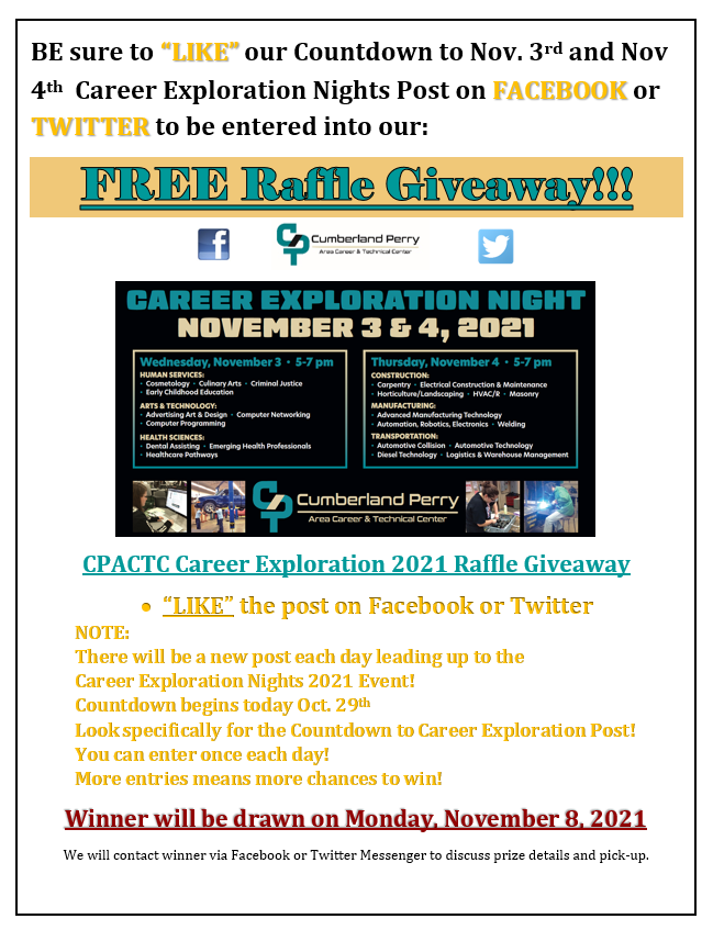 CPACTC's tweet photo. #congratulations to the following Countdown to Career Exploration Nights Raffle Winners 2021!
Cortland Adams
Amanda Banks
Elizabeth Wiest Cole
Debbie Eslinger
#thanksforparticipating #opportunitiesunlimited @cpactc https://t.co/csP1Cjt7Ps