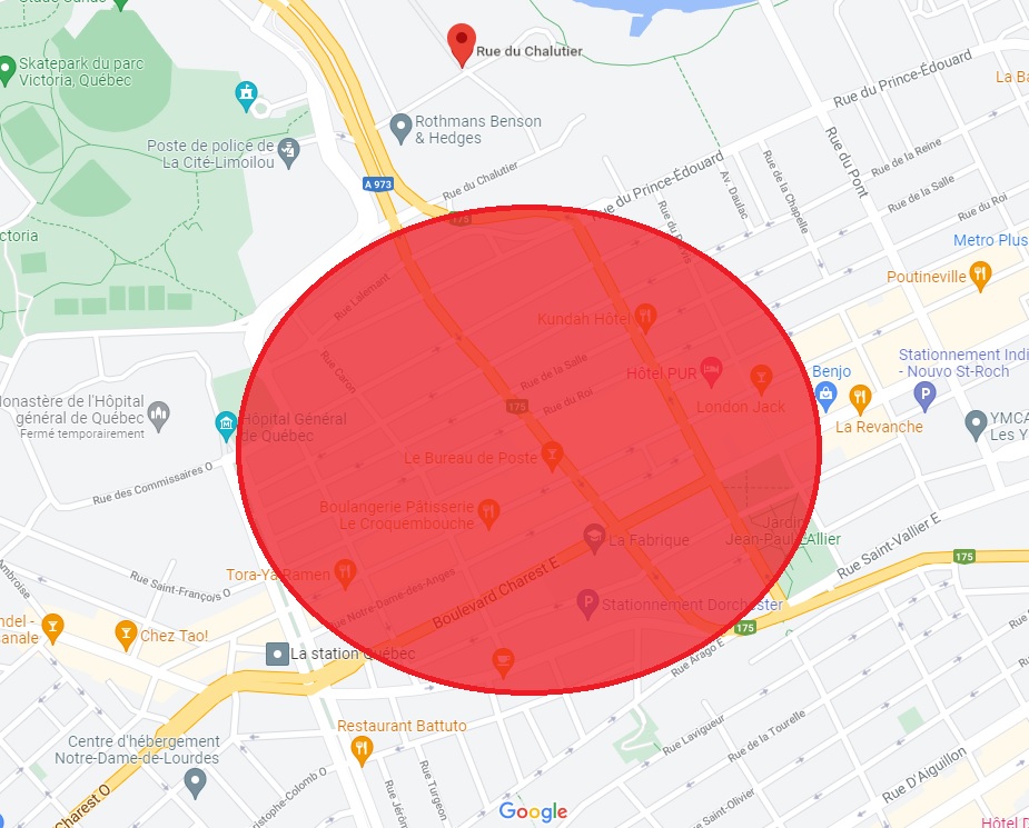 SPVQ_police's tweet photo. #CIRCULATION | Fuite de gaz naturel | 1-Le secteur en rouge est actuellement inaccessible pour quiconque | Déviation de la circulation à suivre selon les directions https://t.co/5NNpz9YkpO