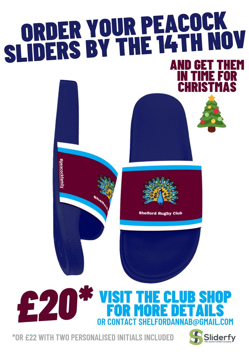 ShelfordRugby's tweet photo. Just one more week left to get your orders in for these limited edition club sliders!!
Visit the club shop or contact shelfordannab@gmail.com
#sliders #peacockstyle #peacockfamily https://t.co/HjbOtTKyDI