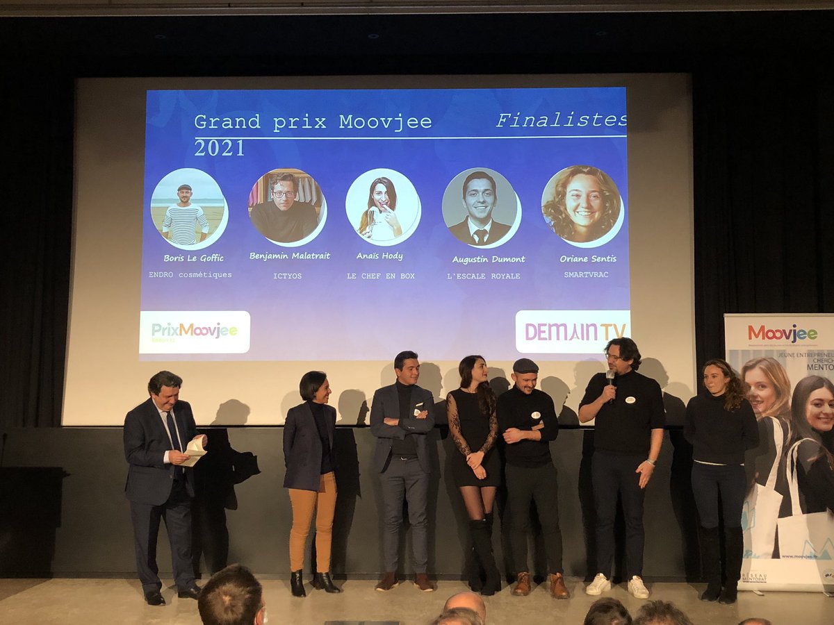 Beaboss_mag's tweet photo. L’heure des présentations pour les 5 finalistes du Grand Prix @MoovJee : #EndroCosmetiques, #Ictyos, @lechefenbox, #LEscaleRoyale, @VracSmart https://t.co/violwicFLC