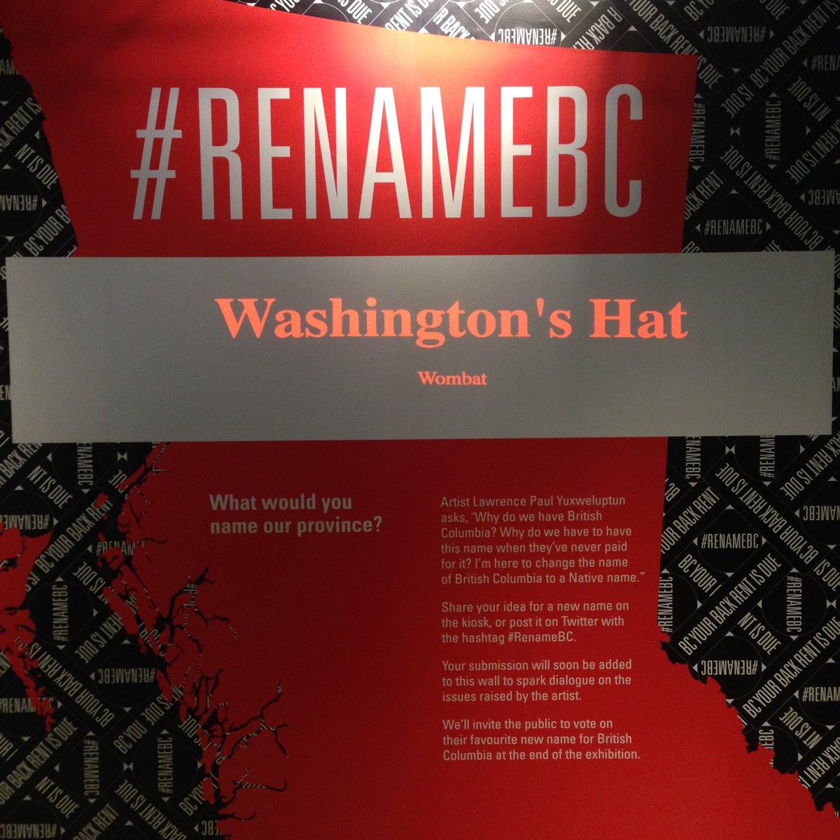 Lidsville's tweet photo. @UskiVal @Jacquie90168977 The whole BC name is satire-level colonial. And even if we renamed it, it would just be lipstick on a stifling little colony with a colonial mentality.
I often think of the suggestions in Lawrence Paul Yuxweluptun's #RenameBC contest at @MOA_UBC (still laughing at some of them) https://t.co/iXt7uow57F