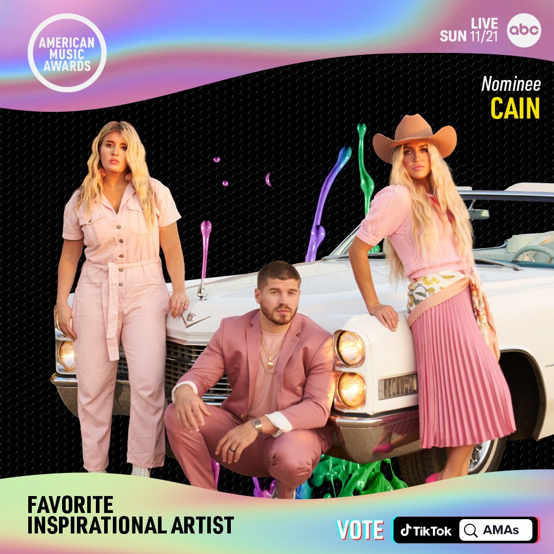AMAs's tweet photo. Congrats to @THECAINBAND on being nominated for Favorite Inspirational Artist at the #AMAs! 

Vote now by searching AMAs on @tiktok_us or click here: https://t.co/pFcEvm4qhk https://t.co/rOB21MXAg2