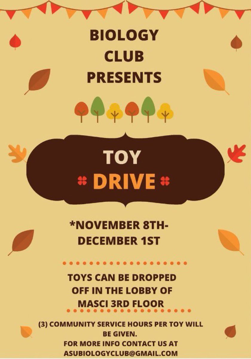 Help Biology Club spread cheer this holiday season by donating to our toy drive!All toys must be new and will be given to children in need. Please check out our thread <a href="/AlcornBioClub/">Alcorn State Biology Club</a> to see all wish list items.