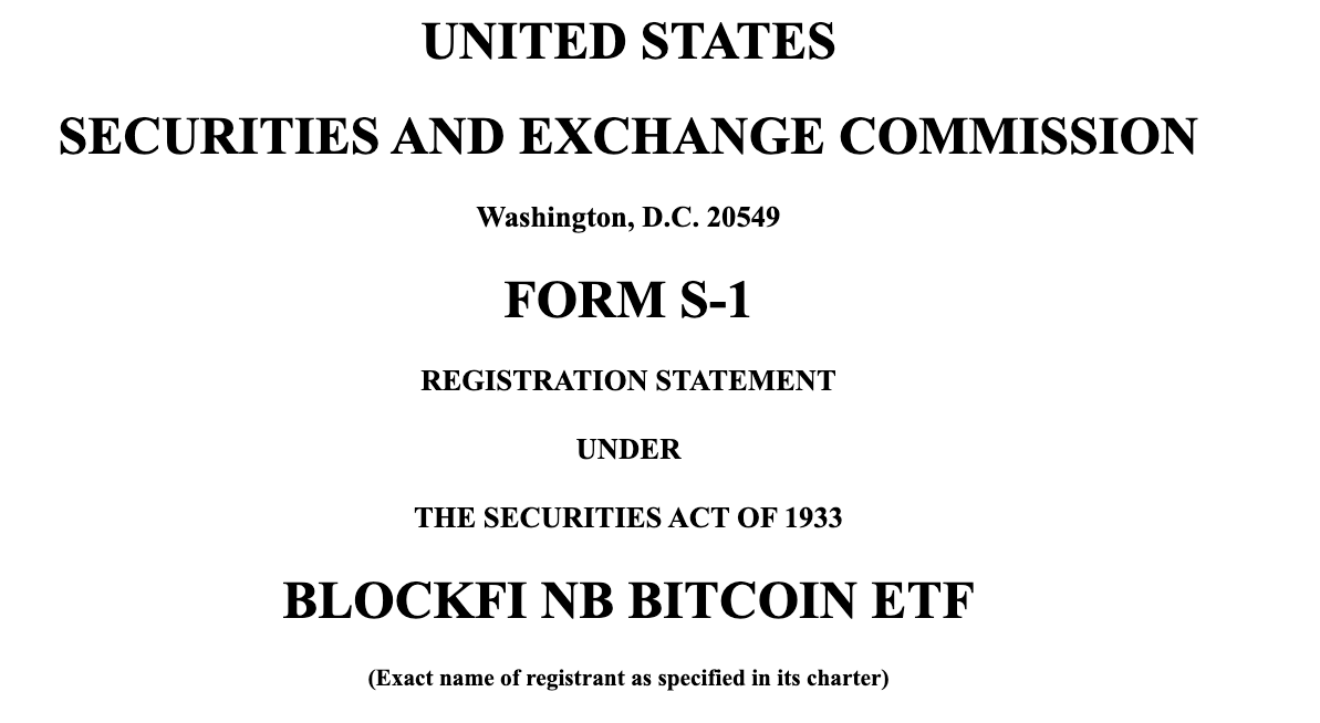 DylanLeClair's tweet photo. BlockFi has filed with the SEC to launch a spot #Bitcoin ETF https://t.co/2F1s0D1N3W