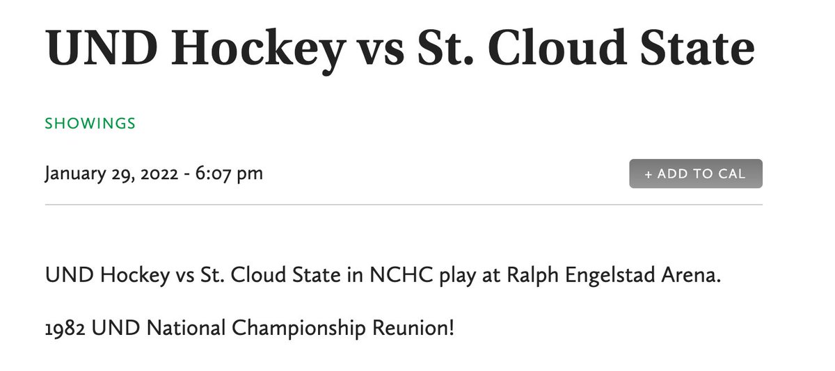 In honor of hockey season started, we thought we would share another raffle prize with everyone! Two tickets to UND vs. St. Cloud on January 29th!!