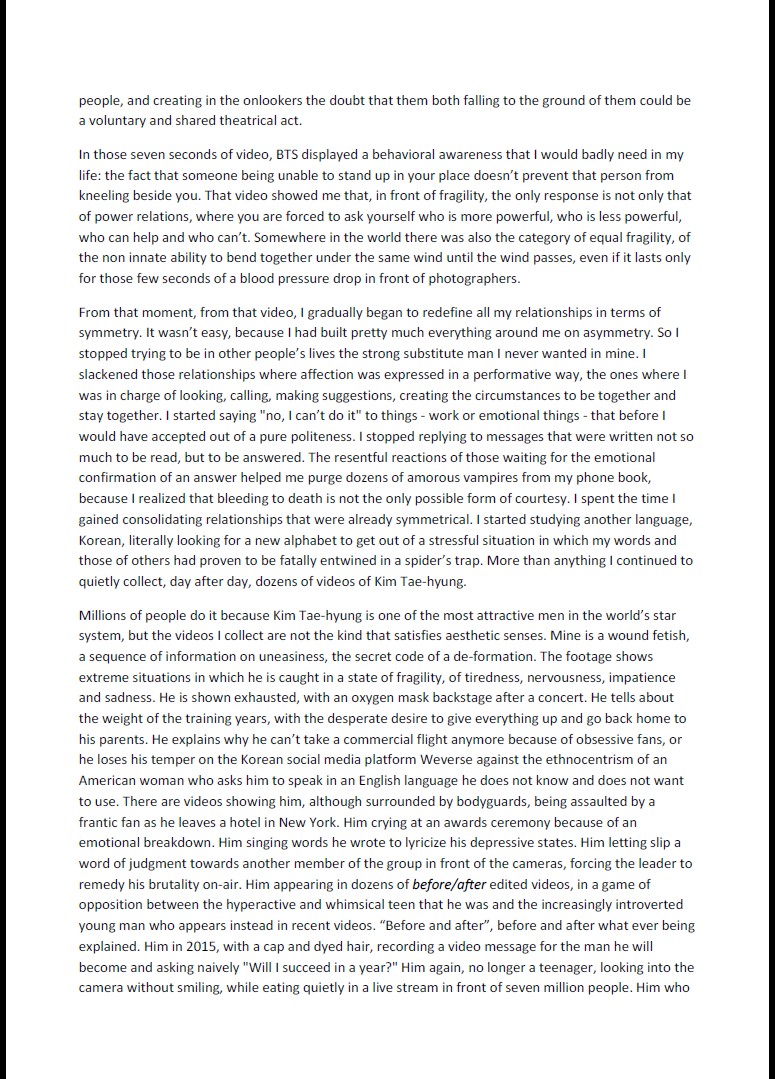 EndeSong7's tweet photo. Michela Murgia is a renowned Italian writer who recently wrote about BTS. It seems that she will do 1 article for each member. This first one was so beautiful that I decided to translate it. I really want every Army to read it. Please share it💜
Original: https://t.co/Rue23Imvk3 https://t.co/bzBFuJQAWM