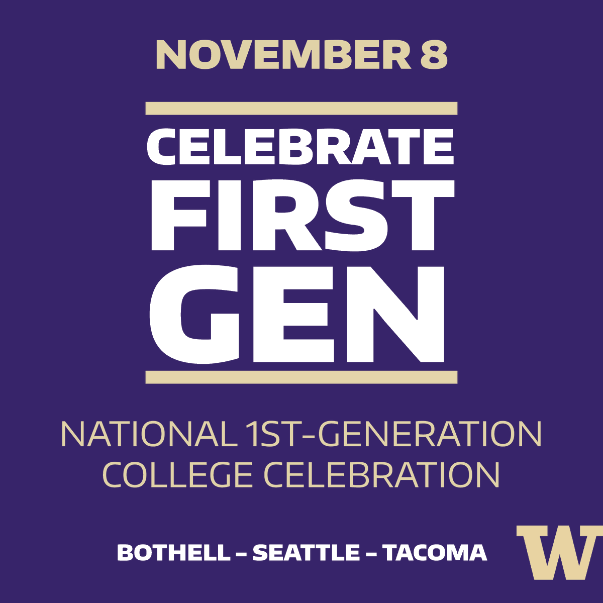 uwtrioub's tweet photo. UW UB is proud to participate in the National First-Gen College Celebration on Nov. 8. https://t.co/YhXrk3CXLU #CelebrateFirstGen #BeTheFirst https://t.co/EBxUGl3HmY
