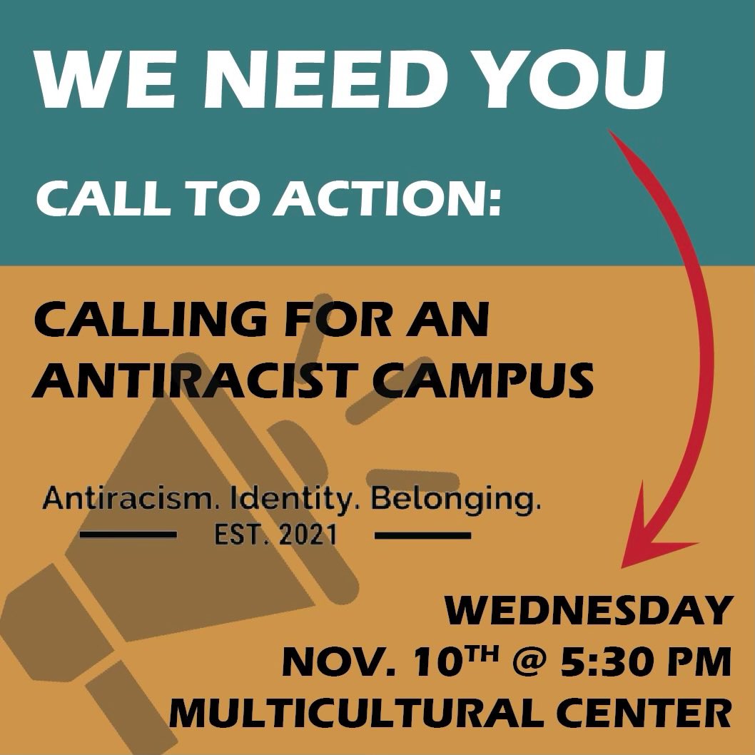 IMPORTANT: Please join the Diversity Advocacy Organizations as we unite our voices as one to change the campus climate. Meet us at the mcc for discussion at 5:30pm then walk to the Bone at 6:30pm.