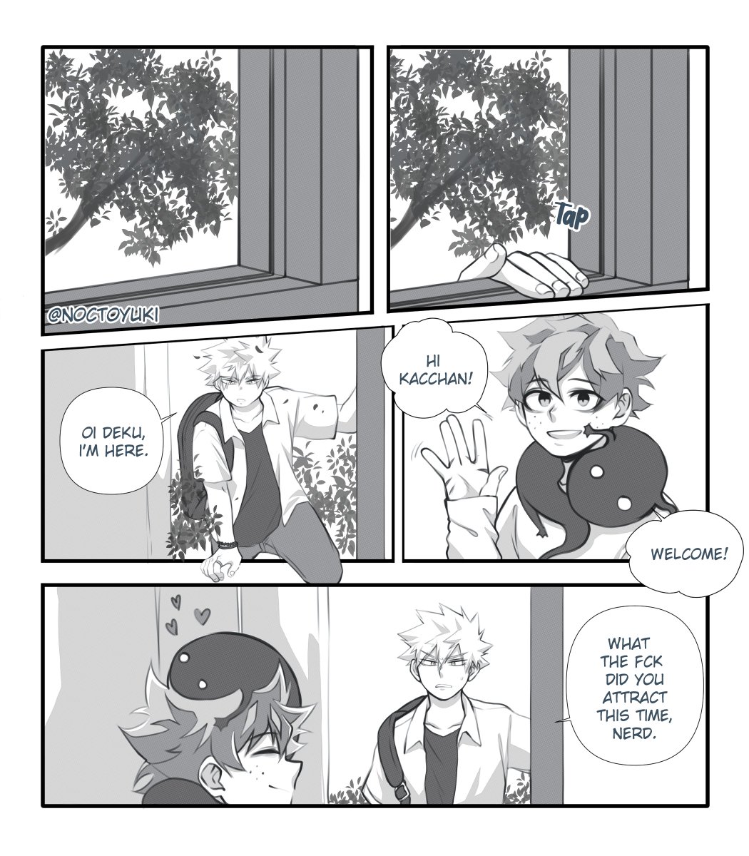 One day, <a href="/iamseeress/">Seeress✨ ‘GUIDEBOOK’ Major Arcana: 7 Deadly Sins</a> wrote down an idea for a smol scene for my Exorcist Kacchan! AU and I thought 'yeeee i wanna draw that'. 
It took a while but here it is. 😂
We agreed the lizardy-looking ghost is both of us.