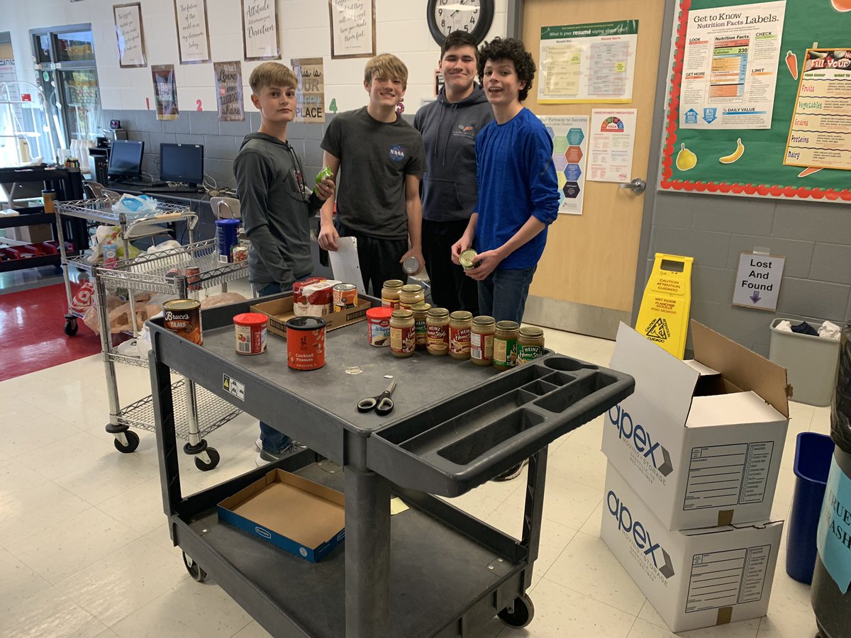 SCMSFCCLA's tweet photo. Day 1 of our annual Thanksgiving Food Drive and we collected 467 items! Goal of 2,000 by Friday! All items go to #SmyrnaNourishFoodDrive Thank you #ApexStorage for boxes and prizes! @SCMFalcons @Principal_Murry @RuCoCTE @rucoschools https://t.co/YhVYrAFGNG