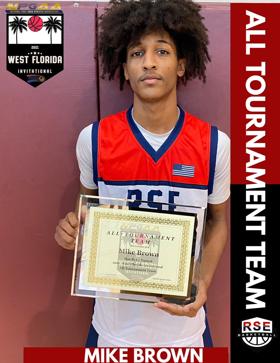 PHSBA_US's tweet photo. Congratulations to @RSEHoops Mike Brown on being selected to the 2021 West Florida Invitational All Tournament Team. https://t.co/poYkuqwN1n