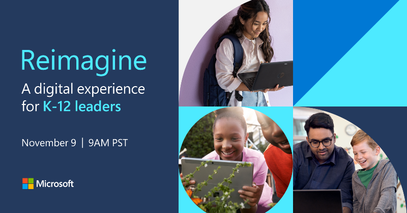 Join us for the big #MicrosoftEDU "Reimagine" event on November 9th (tomorrow!) There are a host of great speakers (including Common 🤩) Come learn what's next 🔮

📆 November 9th at 9AM PST 

Register 👉microsoft.com/en-us/educatio…

#edtech #cpchat #suptchat #MIEExpert