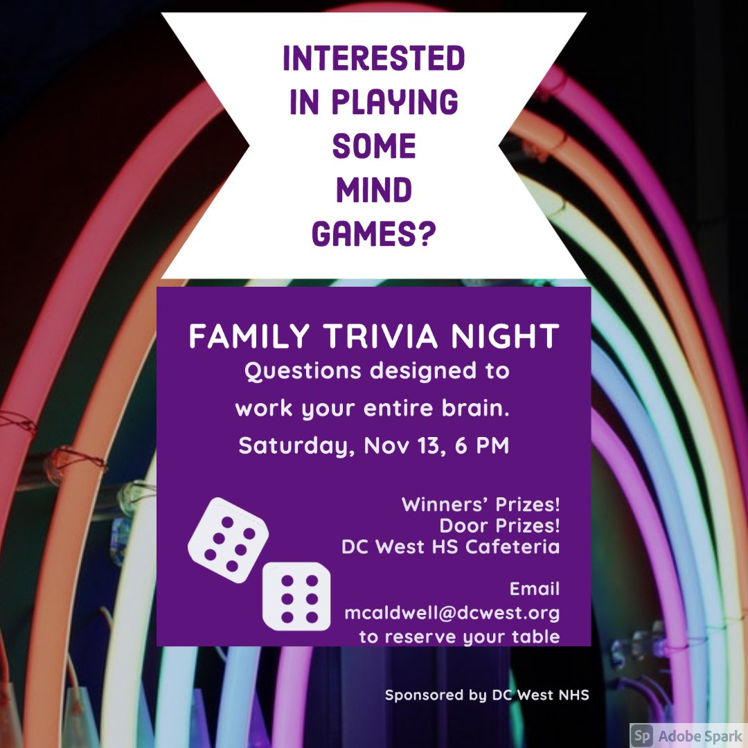 LAST CALL for Trivia Night this Saturday! Get your teams in ASAP 🤩 <a href="/DCWestFalcons/">DCWest Falcons</a>
