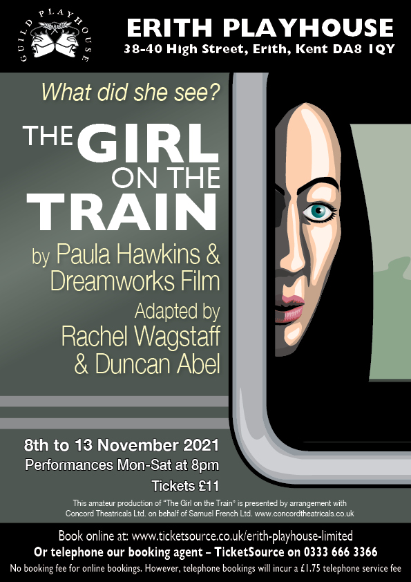 Welcome back! Tonight is the first night of the Erith Playhouse's latest production - The Girl on the Train - which runs until Saturday 13 November. Visit the theatre's website to book your tickets - playhouse.org.uk - or call TicketSource on 0333 666 3366
