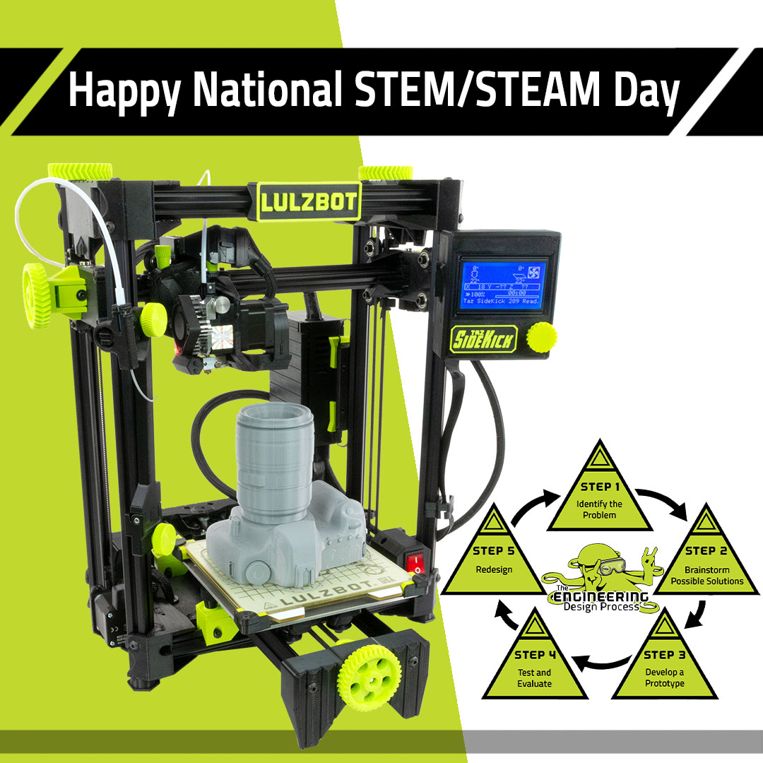 lulzbot3D's tweet photo. Happy National STEM/STEAM Day!๐งชโ๏ธ
Hands-on learning through 3D printing increases creativity in children and prepares them for the future.
With a LulzBot TAZ SideKick you can bring STEM /STEAM anywhere!
https://t.co/SzAXuMTB7E
#10YearsofLulz #LulzBot #3Dprinting #STEM https://t.co/TGPhMcfTFb