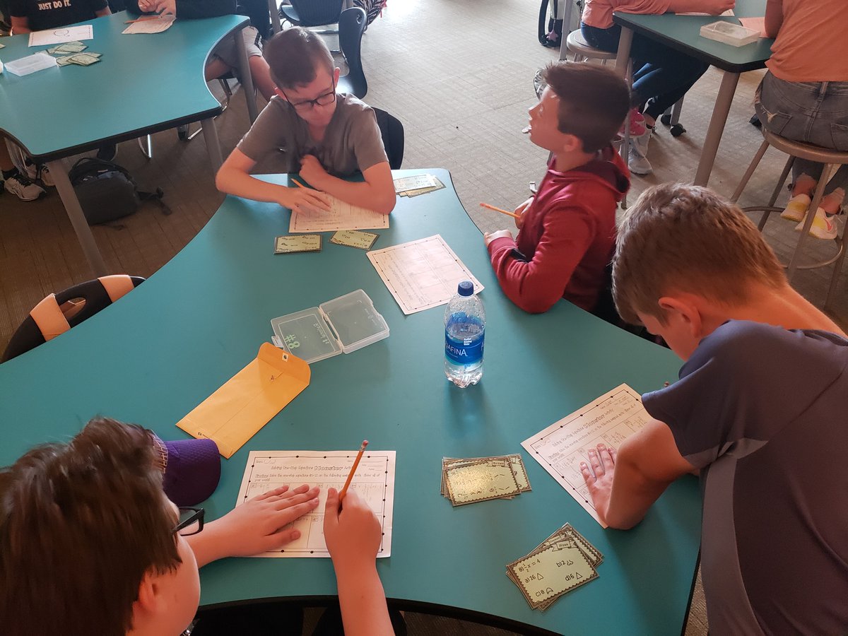 Ms. Parries' advanced math class practiced their one-step equation skills by completing task cards with a one-step equation problem on each. 
#mathskills #districtofchoice <a href="/WFPSchools/">West Fargo Public Schools</a> #classroomfun