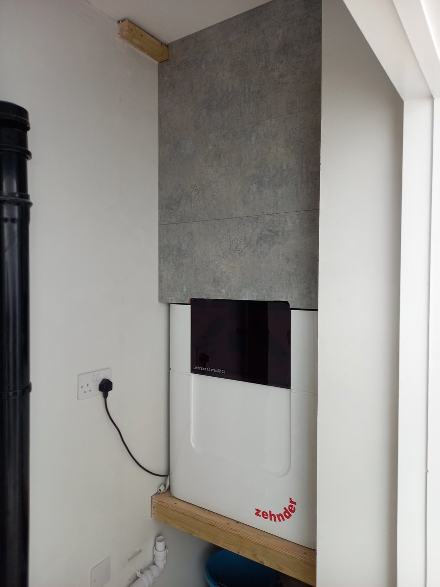builteuk's tweet photo. This fabulous self-build in rural Kent is nearing completion and the #MVHR installation was commissioned today. 
Superb efficiency from the @Zehnder_UK units, with ductwork from @UK_Lindab. https://t.co/HXsgS8Lbbl