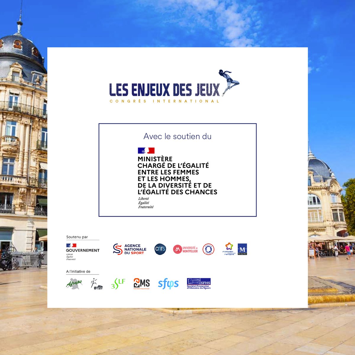 EnjeuxJeux2022's tweet photo. Le Ministère chargé de l’égalité entre les femmes et les hommes, de la diversité et de l’égalité des chances apporte son soutien au Congrès, notamment à trois symposiums axés sur les femmes et le sport, le sport dit féminin et les médias, et la question corps/masculinités. https://t.co/6nhHYQY0Y2