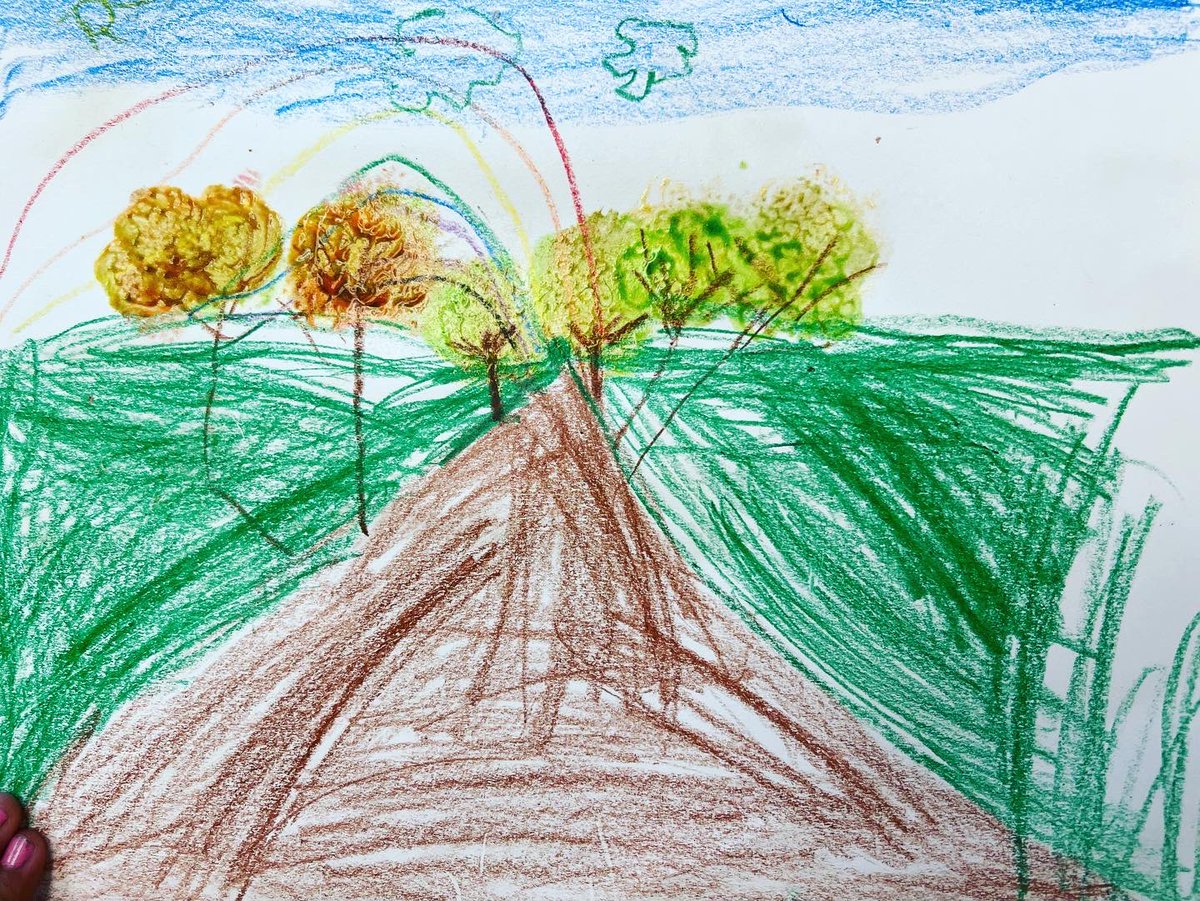 JeanineMalette's tweet photo. First graders practiced one point drawing perspective and mixed media today. #rioschools #rioreal https://t.co/eDDbyGedNa