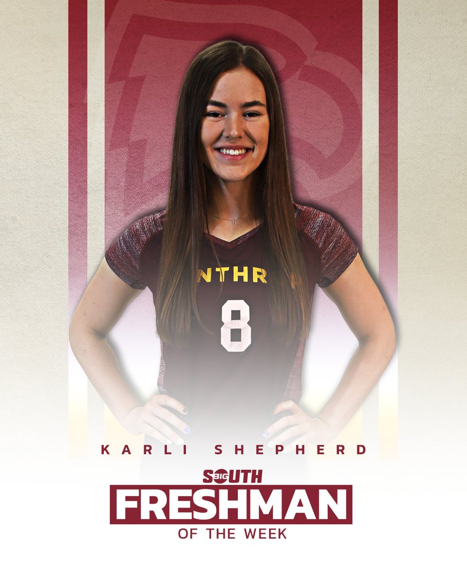 BigSouthSports's tweet photo. She totaled 2️⃣5️⃣ kills and 7️⃣ digs over the weekend, helping the Eagles to two wins!

@WinthropVolley’s Karli Shepherd is your #BigSouthVB🏐 Freshman of the Week 👏 https://t.co/KqkOvHglNC