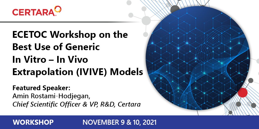 Certara's tweet photo. Join Certara expert, Amin Rostami-Hodjegan, on November 9th and 10th for a ECETOC workshop on the best use in generic in vitro - in vitro extrapolation (IVIVE) models: https://t.co/dAMVLQNQbT

#PBPKmodeling #QIVIVE #acceleratingmedicine https://t.co/QB1qTvQgQX