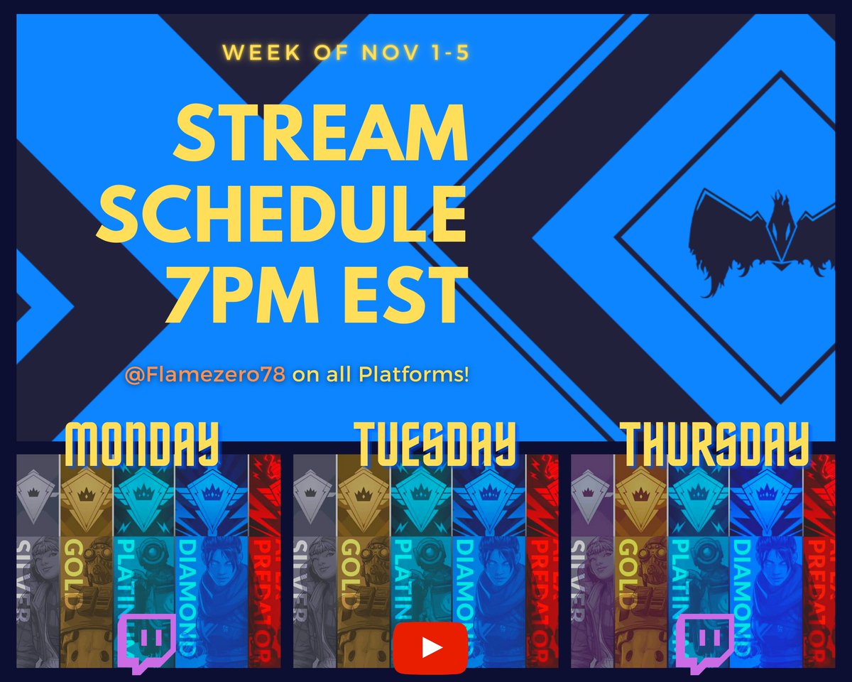 flamezero78's tweet photo. Changing this up this week HAHA
nah but I want to really maximize my Ranked Grind as I for see MANY weeks of not playing, So need to grind ahead!

Hope to see you all there1
Tonight on Twitch! https://t.co/n7owxxWCLc