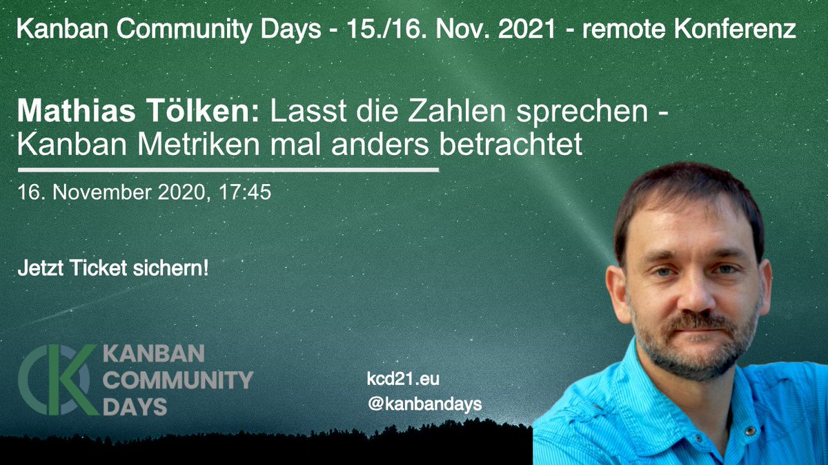 #Metriken sind ein Schlüsselelement in #Kanban - und doch oft ein ungeliebtes Kellerkind. Mathias Tölken zeigt wie's unkonventionell geht. Sei am 15. und 16.11. remote dabei - hole Dir jetzt Dein Ticket für die Kanban Community Days 2021! kcd21.eu #Kanban #agile