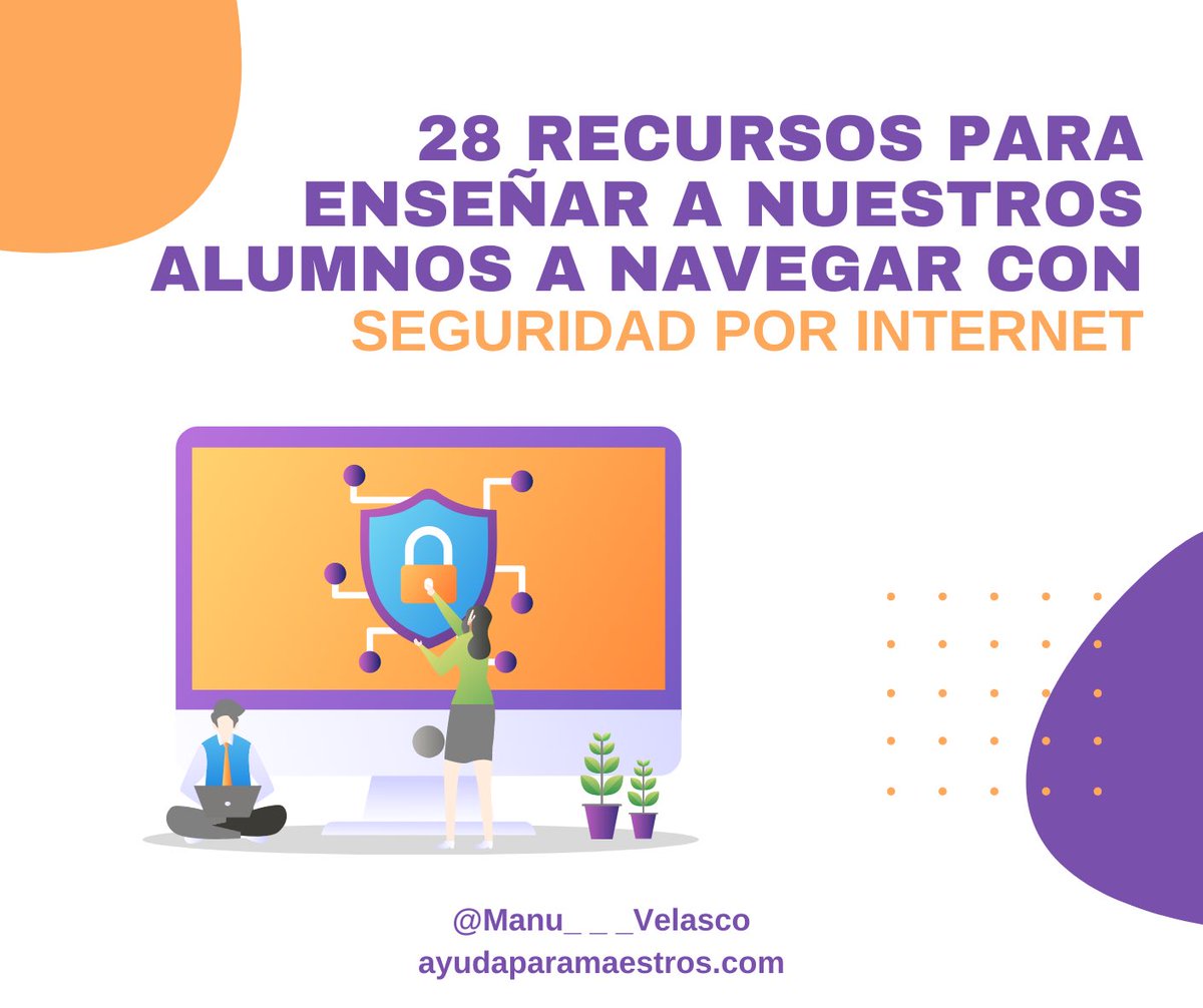 28 recursos para enseñar a nuestros alumnos a navegar con seguridad por Internet. 👉 ayudaparamaestros.com/2021/11/28-rec… Por <a href="/Manu___Velasco/">Manu Velasco</a>