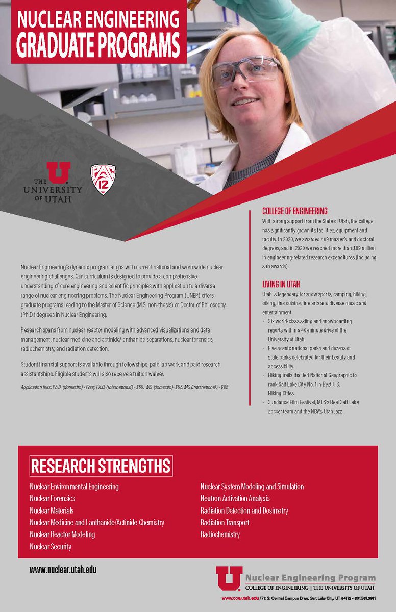 RadiochemLab's tweet photo. #WeAreHiring PhD students! Visit https://t.co/EzIsR1iwLA to apply.  Top apps will get invited to our fly-in to tour the University, meet faculty and students, and see the area (including ski resorts!). #phdpositions #phdchat #gradschool #AcademicJobs #Radiochemistry #Forensics https://t.co/Oy0u8vqno3