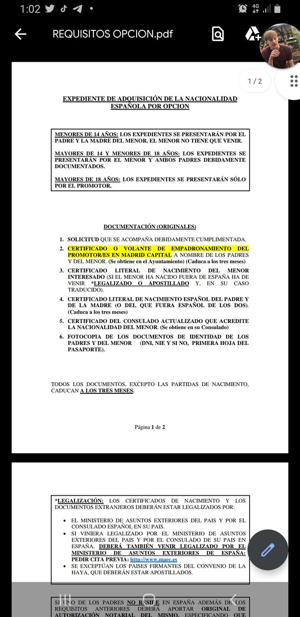 valentinapanoc's tweet photo. @ConsEspCaracas Me ire pronto a españa pero mi hija es venezolana  y tendre que tramitar su nacionalidad desde alla.. estos son los requisitos pero necesito apoyo con el numero 5 https://t.co/pwscA9FcWs