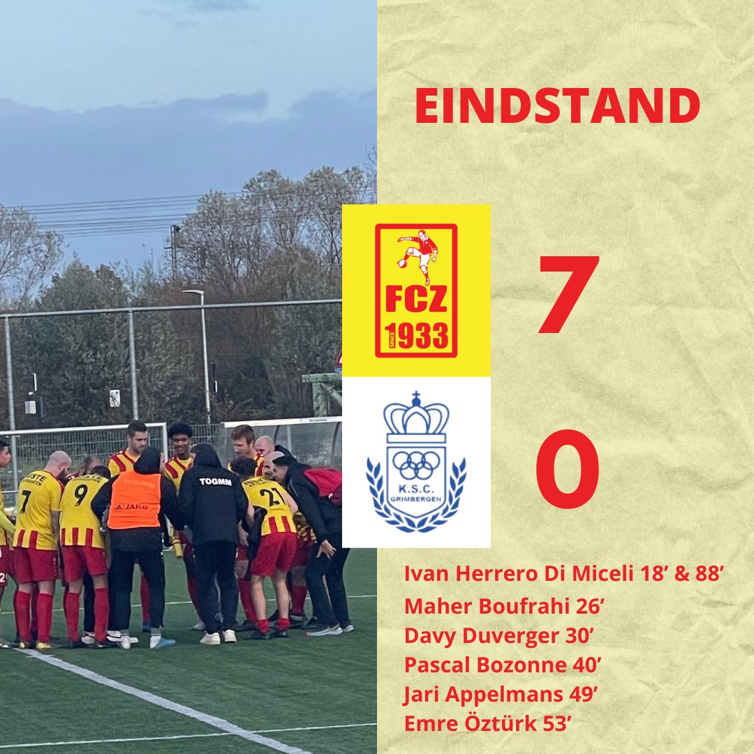 FCZemst's tweet photo. We blijven alleen leider 💪💛❤️ Forza Zemst Sportief ⚽️ https://t.co/AkACtUAITz