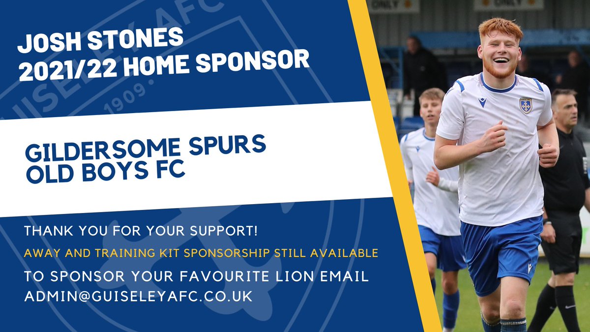 GuiseleyAFC's tweet photo. 👏 | Thank you to @SpursOldBoys for their sponsorship of Josh Stones' home kit for this season.

You can still sponsor the @GuiseleyAcademy graduate's away and training kits, just email admin@guiseleyafc.co.uk for more information. 

#GAFC #GuiseleyTogether https://t.co/MWPUNFu8Qm